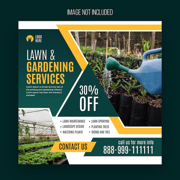 PSD service de pelouse et de jardin publication sur les médias sociaux