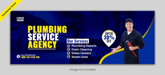 PSD le service de plomberie est un modèle de message facebook cove