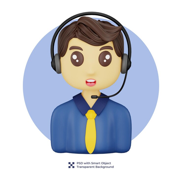 PSD servicio al cliente 3d con auricular