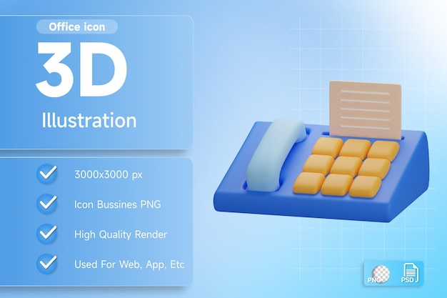 Servicio de atención al cliente de teléfono de oficina de ilustración 3d