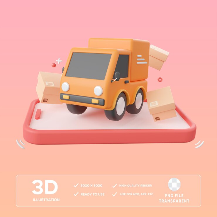 Servicio de entrega en línea de PSD Ilustración 3D