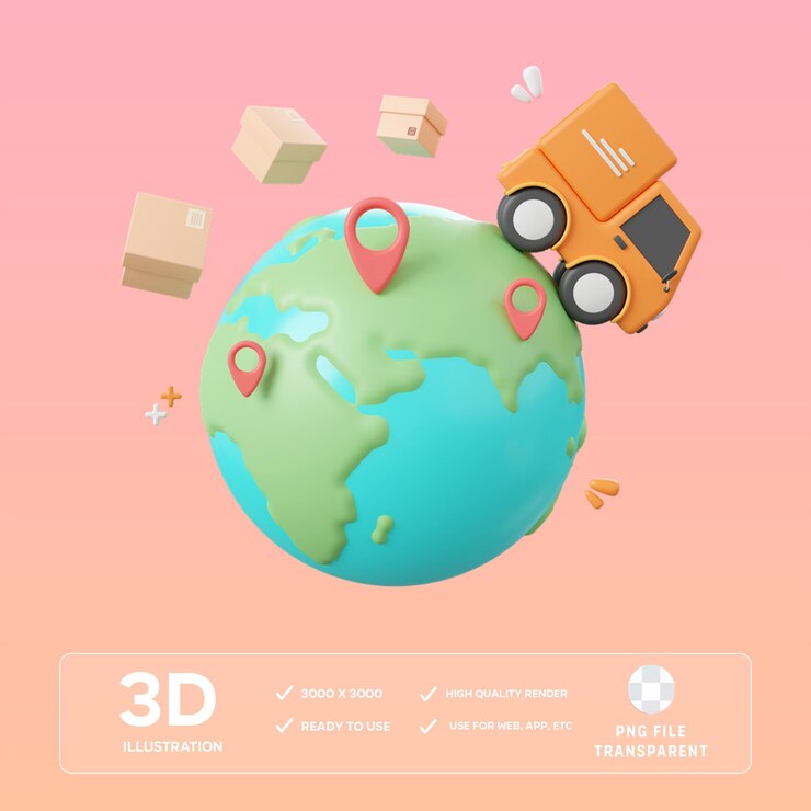 Servicio de entrega en línea de PSD Ilustración 3D