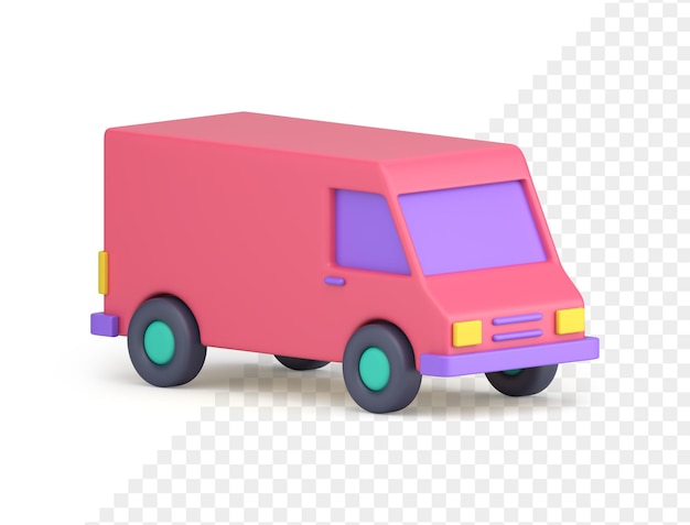 Servicio de entrega de transporte de carga furgoneta rosa comercial icono 3d