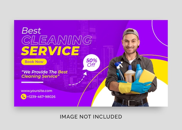 servicio de limpieza para banner web doméstico o plantilla de portada de facebook