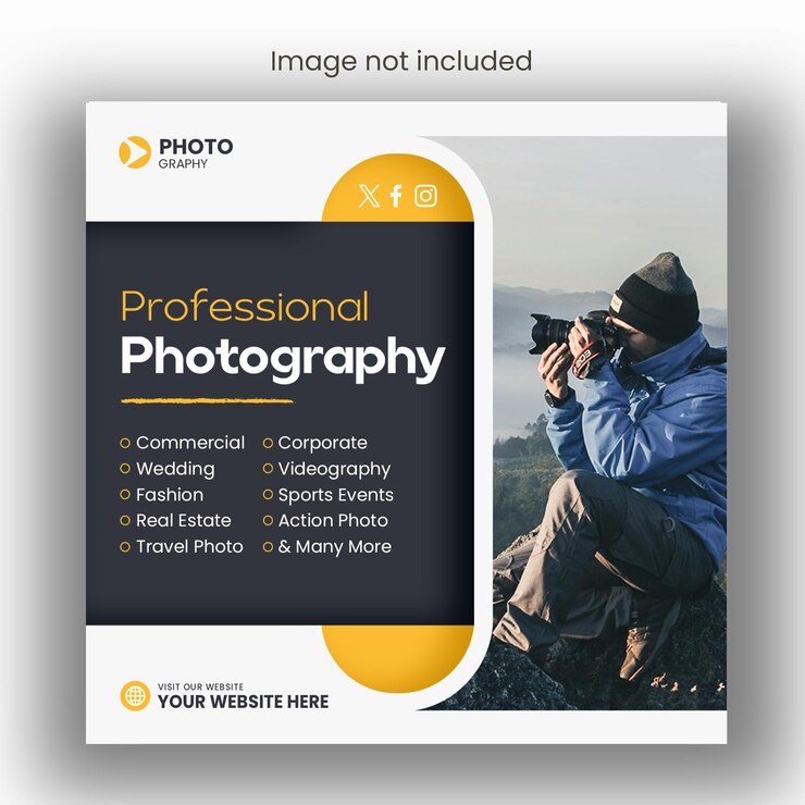Servicios de fotografía digital plantilla de publicación de Instagram y banner web
