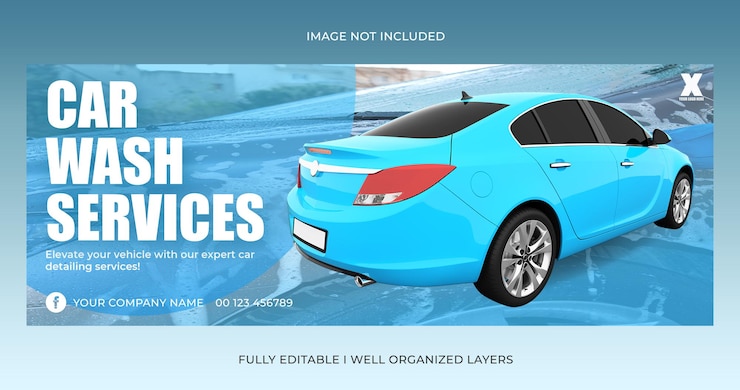 PSD servicios de lavado de coches portada de facebook
