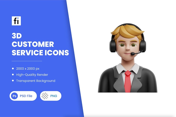 PSD serviço de atendimento ao cliente da 3d illustration