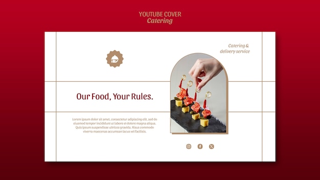 Serviço de catering de design plano capa do youtube