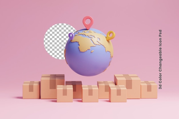 Serviço de entrega on-line 3D rastreando seu ponto de localização ou rastreando sua localização de pin para entrega