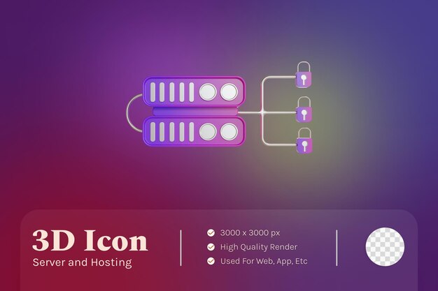 Servidor de ícone de objeto de ilustração 3d