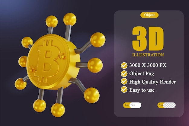 Servidores de bitcoin de ilustración 3D