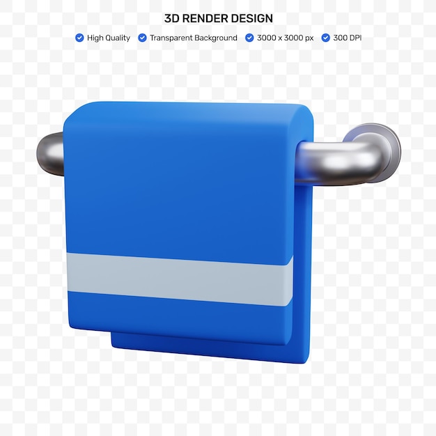 Serviette Bleu Rendu 3d Suspendu Isolé