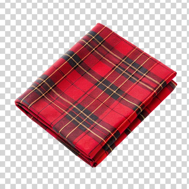 PSD serviette de tartan rouge isolée sur un fond transparent