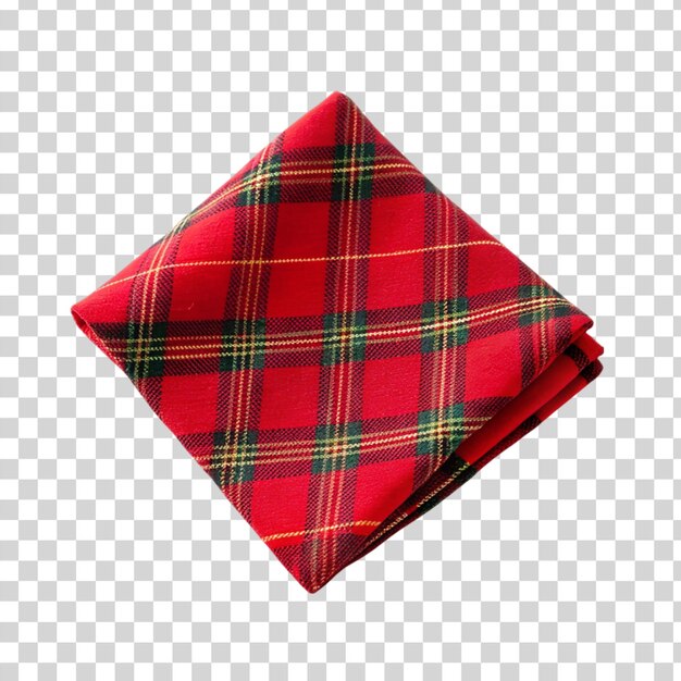 PSD serviette de tartan rouge isolée sur un fond transparent