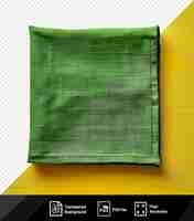 PSD una servilleta de algodón verde única vista superior en un fondo amarillo png