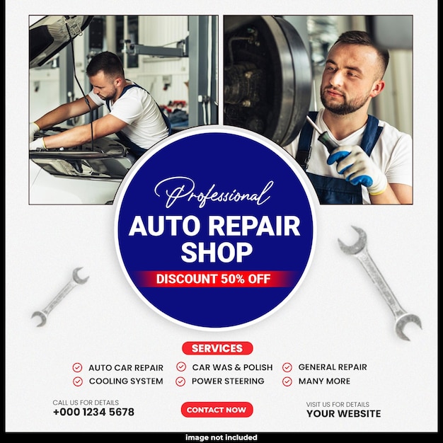 Servizi di officina di riparazione auto Progettazione di modelli di banner o volantini per Instagram e social media
