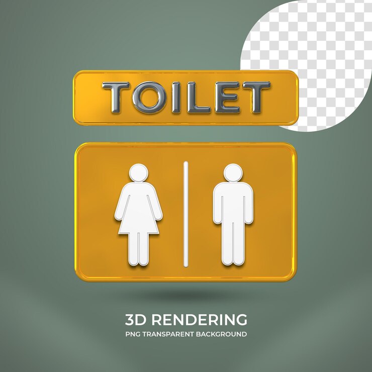 Servizi igienici segno rendering 3d isolato sfondo trasparente