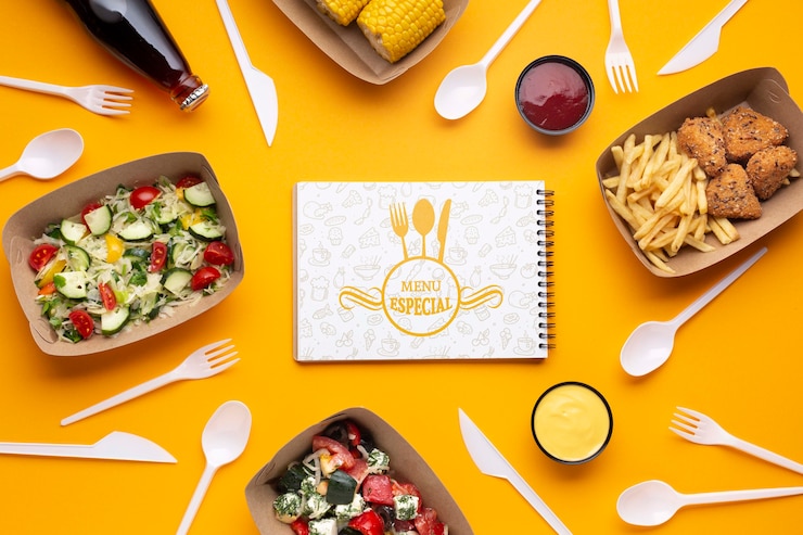 PSD servizio di ristorazione gratuito con notepad mock-up