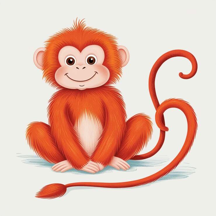 PSD sesión de dibujos animados lindo mono aullador rojo