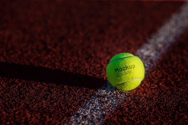 Sessione di palla da tennis all'aperto ad angolo alto