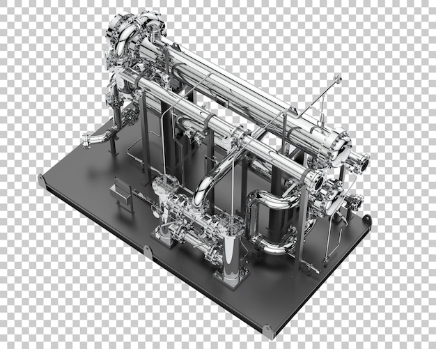 Sestava potrubí izolovaná na transparentním pozadí, 3D renderování ilustrace