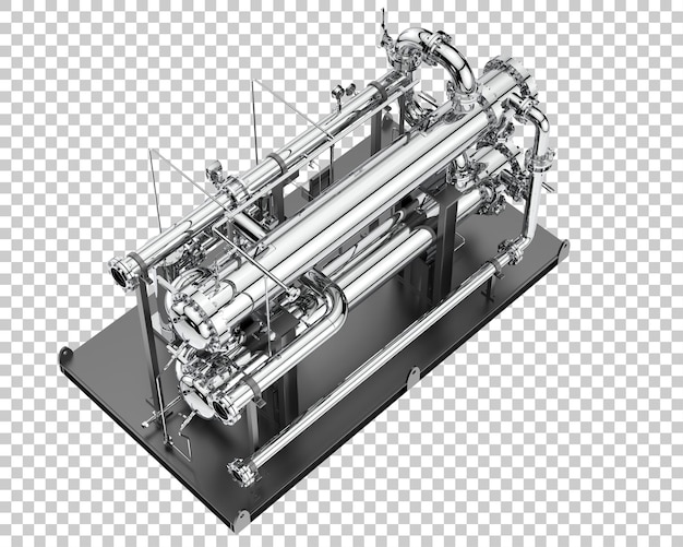 Sestava potrubí izolovaná na transparentním pozadí, 3D renderování ilustrace