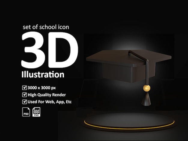 Set 3d dell'icona della scuola Toga