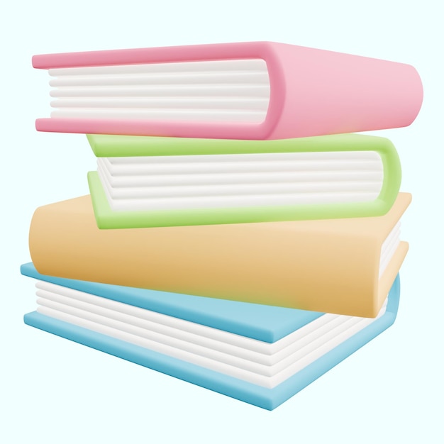 Set 3D di libri ammucchiati