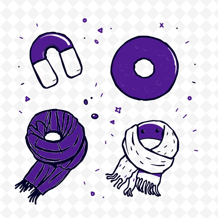 PSD set de 4 illustrations vectorielles en gras et épaisses sur un fond blanc png créatif dessiné à la main