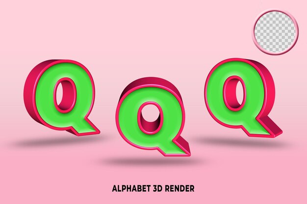 Set Alphabet Couleur Vert Clair Et Rouge Rendu 3d