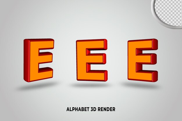 PSD set alphabet rouge orange couleur rendu 3d