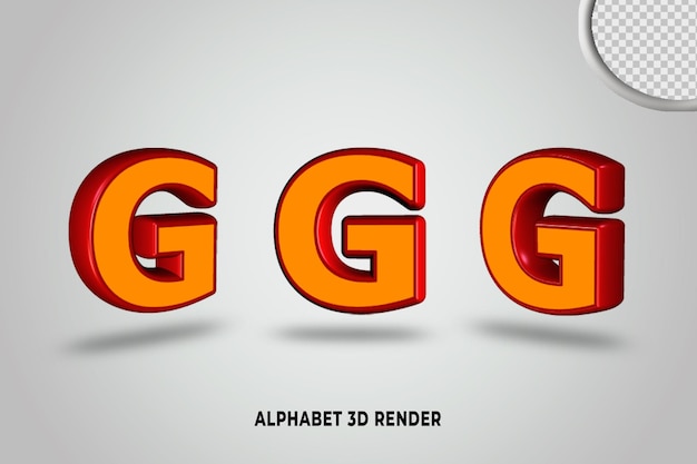 PSD set alphabet rouge orange couleur rendu 3d