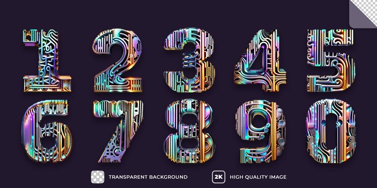 PSD set angka 3d terisolasi