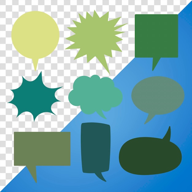 Set d'autocollants PNG à bulle de parole au design plat vert