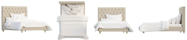 Set camera da letto da varie angole su sfondo bianco