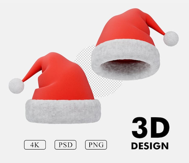 Set De Chapeau De Noël 3d Réaliste Ou Chapeau Du Père Noël