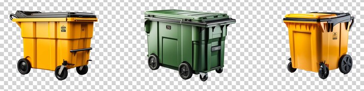 PSD set collection of wheeled dustbin isolated on transparent background
