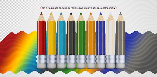 PSD set de crayons de couleur pour la rentrée