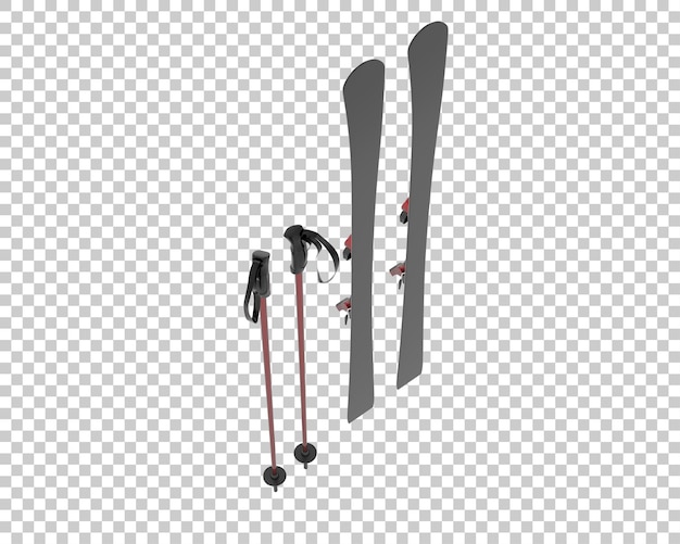 Set da sci isolato su sfondo trasparente illustrazione del rendering 3d