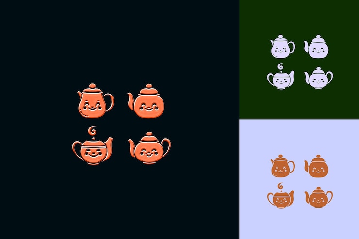 PSD set de chá chinês agradável com design de ícone set de chá com designs de ícone lunar da china inspirados em happy png