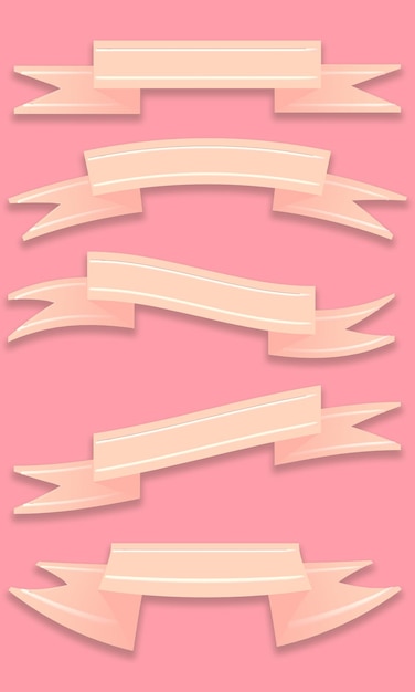 Set de ícones de rótulos cor-de-rosa isolados coleção de fitas cor- de-rosa