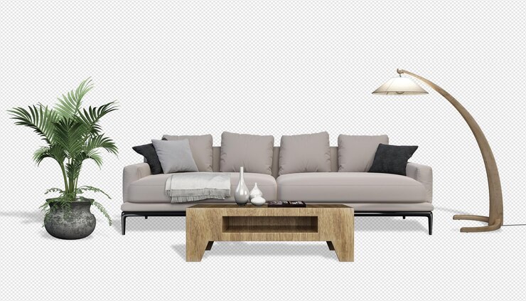 Set de decoración de interiores en 3d.