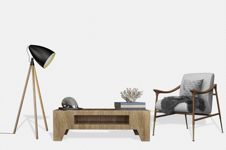Set de decoración de interiores en 3d.