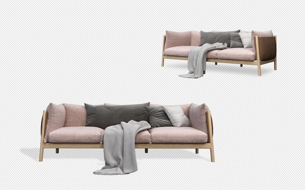 Set de decoración de interiores en 3d.