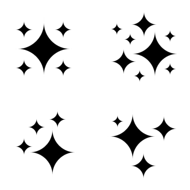 Set-Design-Ornament aus funkelnden Sternen in Schwarz und Weiß