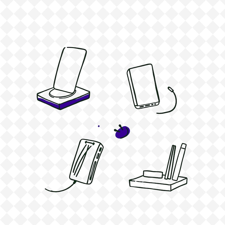 PSD set di 4 illustrazioni vettoriali in grassetto con contorni spessi su sfondo bianco intenso isolato item di disegno a mano carino