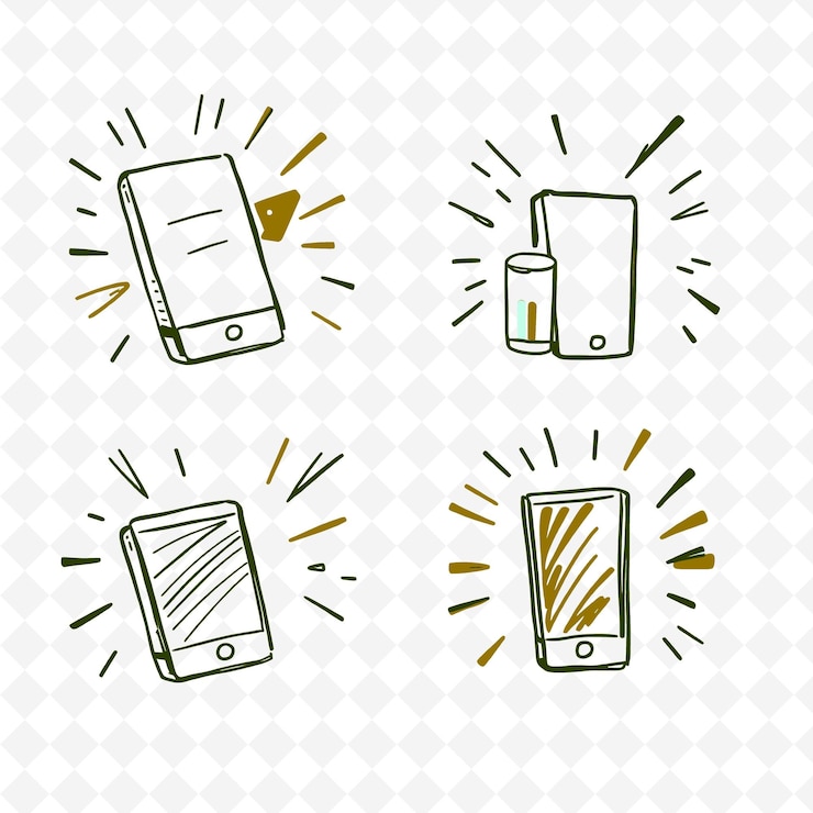 PSD set di 4 illustrazioni vettoriali in grassetto con contorni spessi su sfondo bianco intenso isolato item di disegno a mano carino