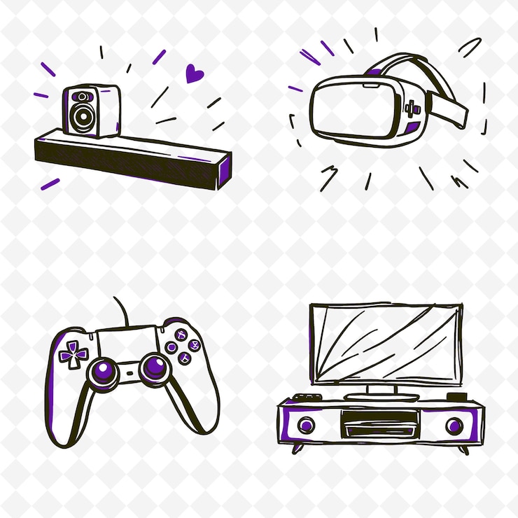 PSD set di 4 illustrazioni vettoriali in grassetto e spesse su sfondo bianco png creative handraw itemu
