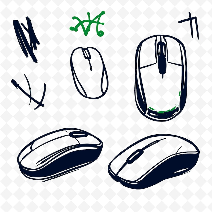 PSD set di 4 illustrazioni vettoriali in grassetto e spesse su sfondo bianco png