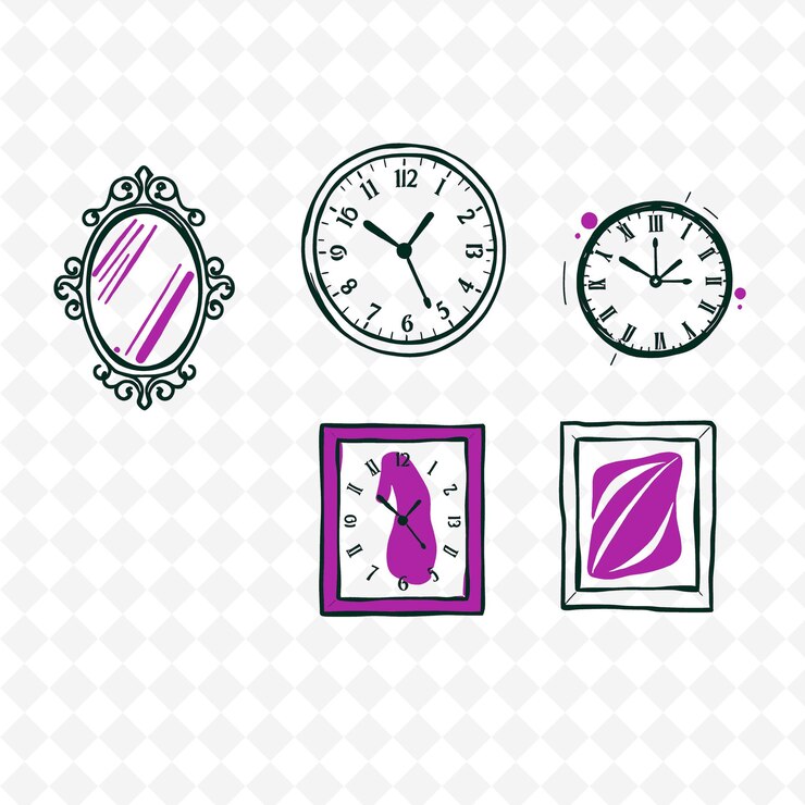 PSD set di 4 illustrazioni vettoriali in grassetto e spesse su sfondo bianco png